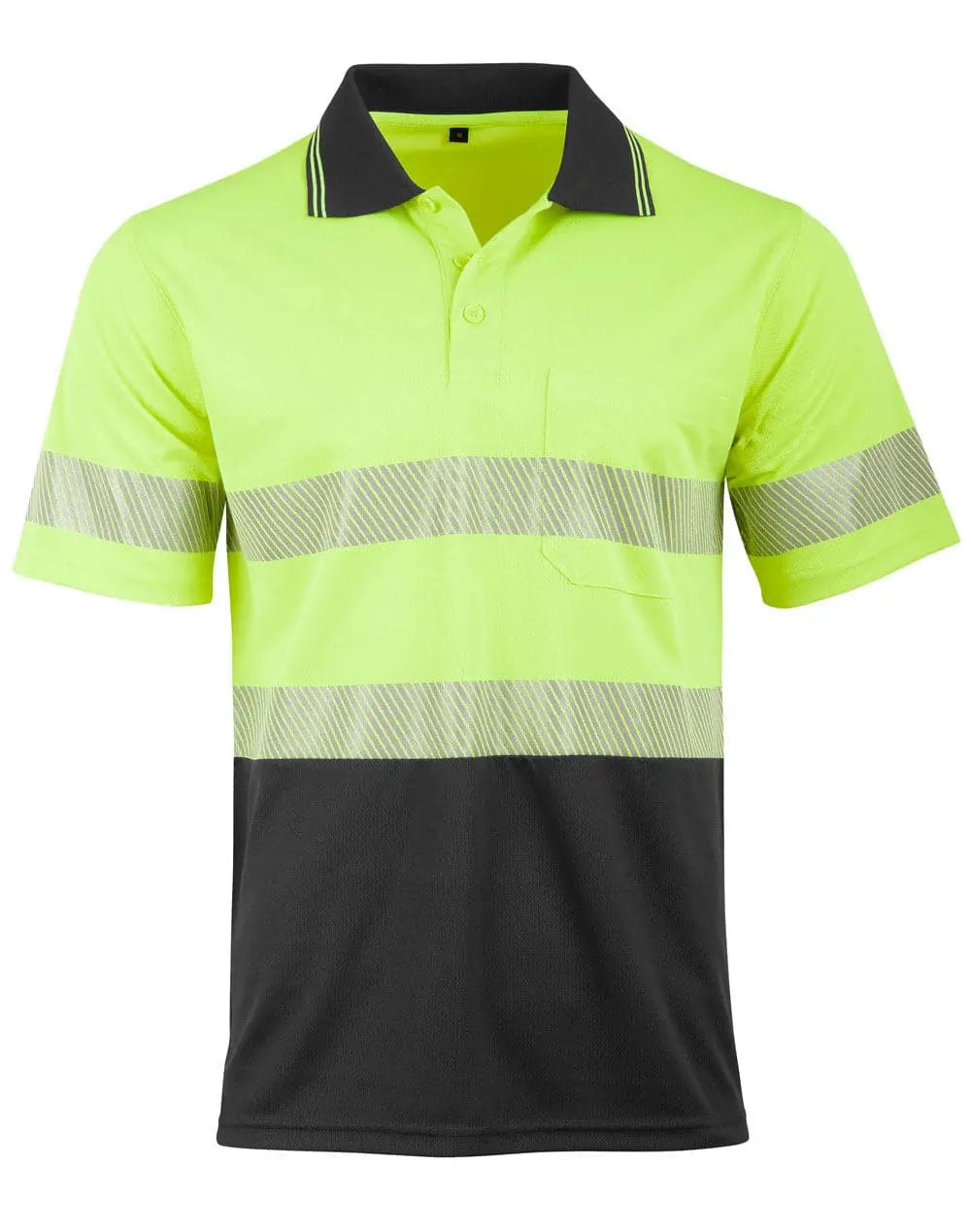 Unisex Cool Dry Segmented Tapes Hi Vis Short Sleeve Polo Shirt SW85 Metro Workwear.